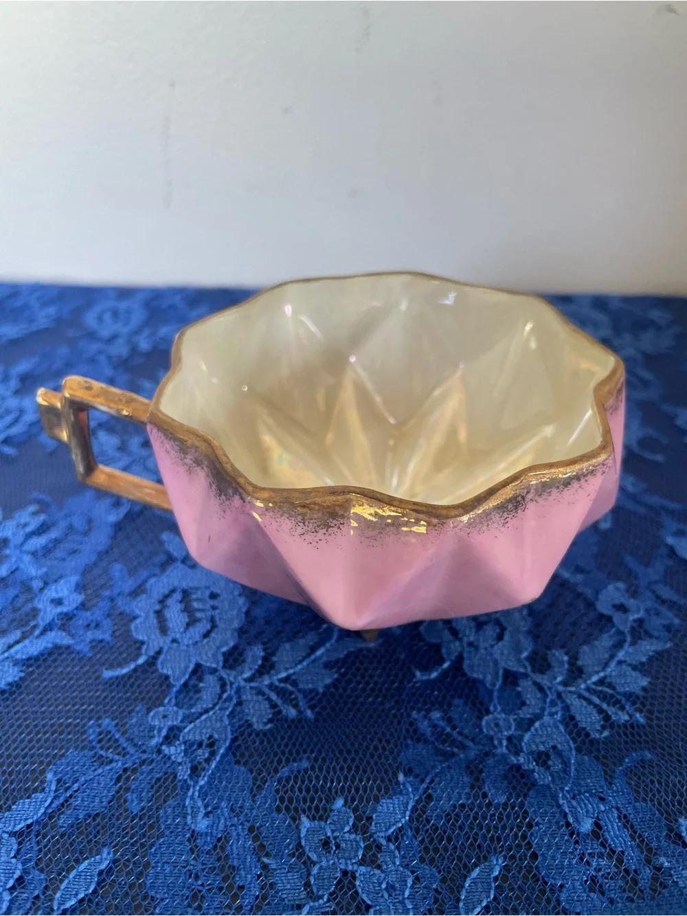 Vintage Castle China Pink Iridescent Porcelain Cup & Saucer